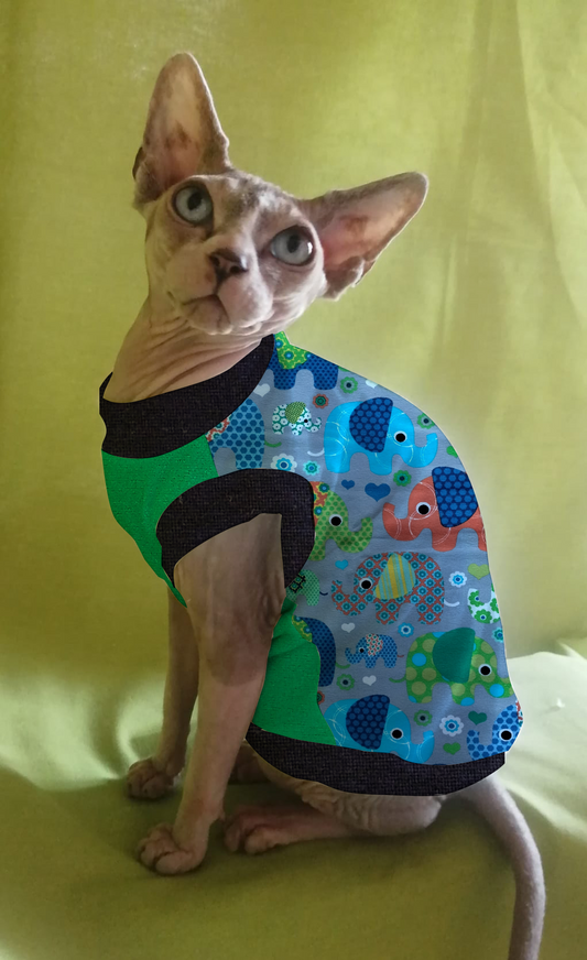 JERSEY in cotone ELEFANTI FONDO GRIGIO (133)