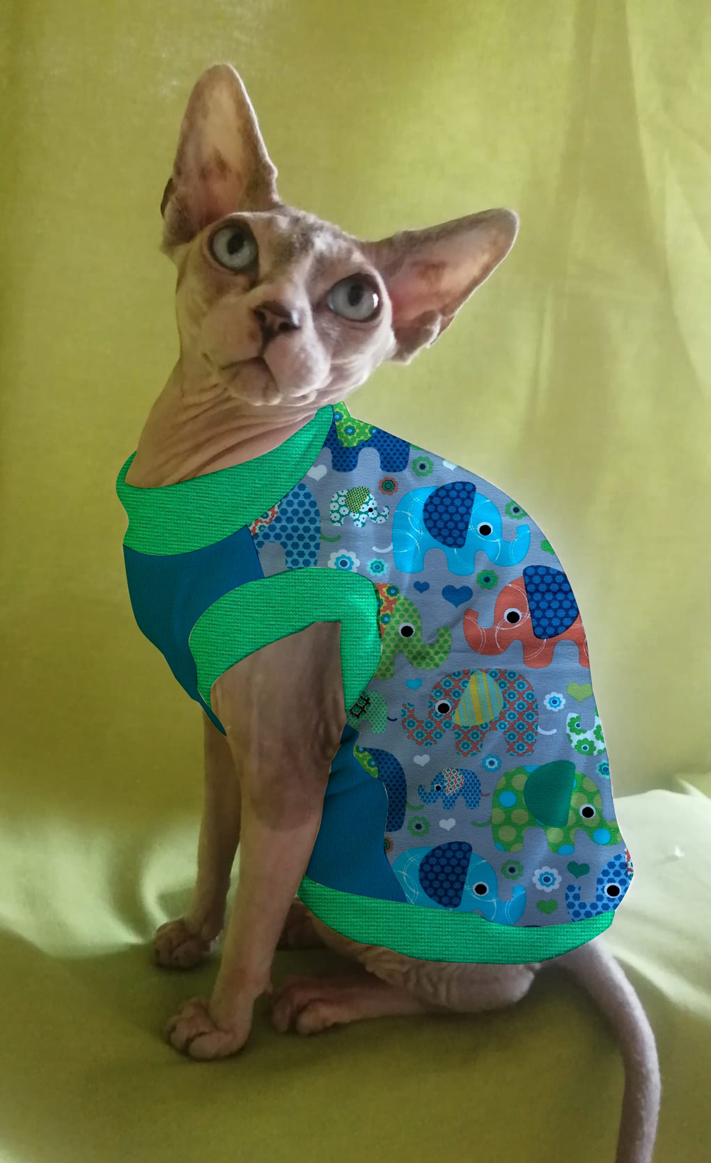 JERSEY in cotone ELEFANTI FONDO GRIGIO (133)