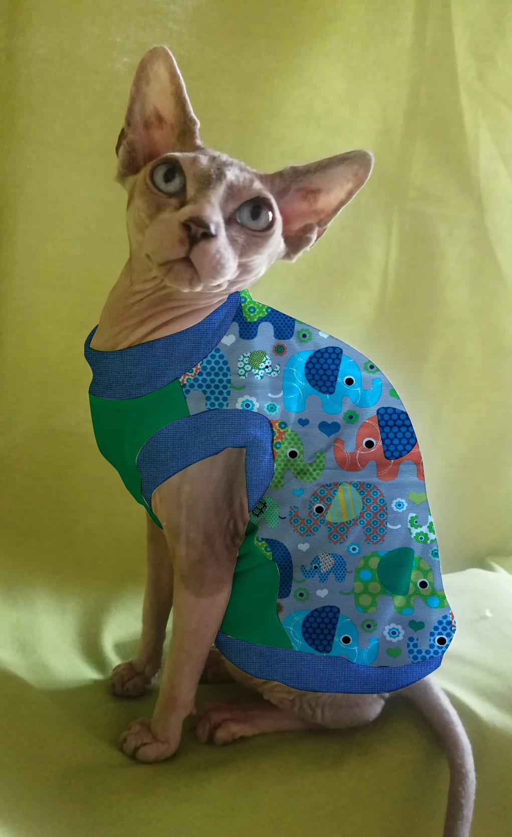 JERSEY in cotone ELEFANTI FONDO GRIGIO (133)