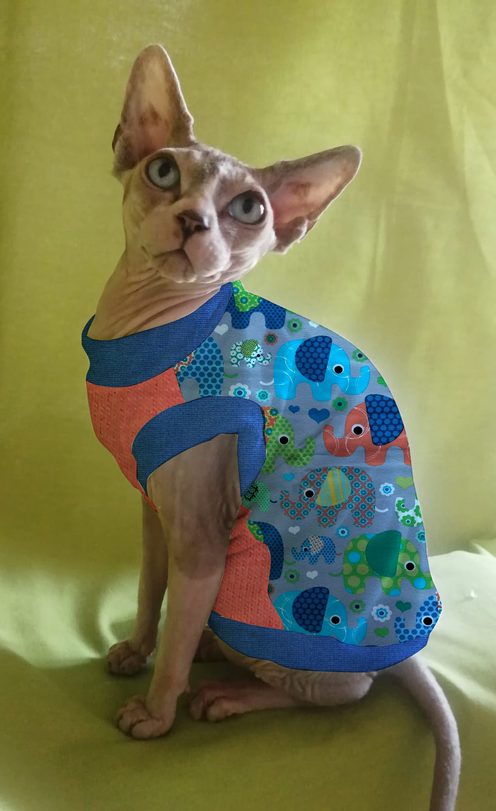 JERSEY in cotone ELEFANTI FONDO GRIGIO (133)