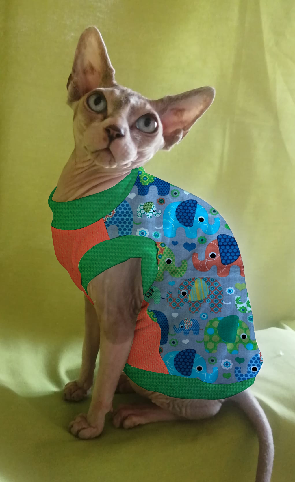 JERSEY in cotone ELEFANTI FONDO GRIGIO (133)