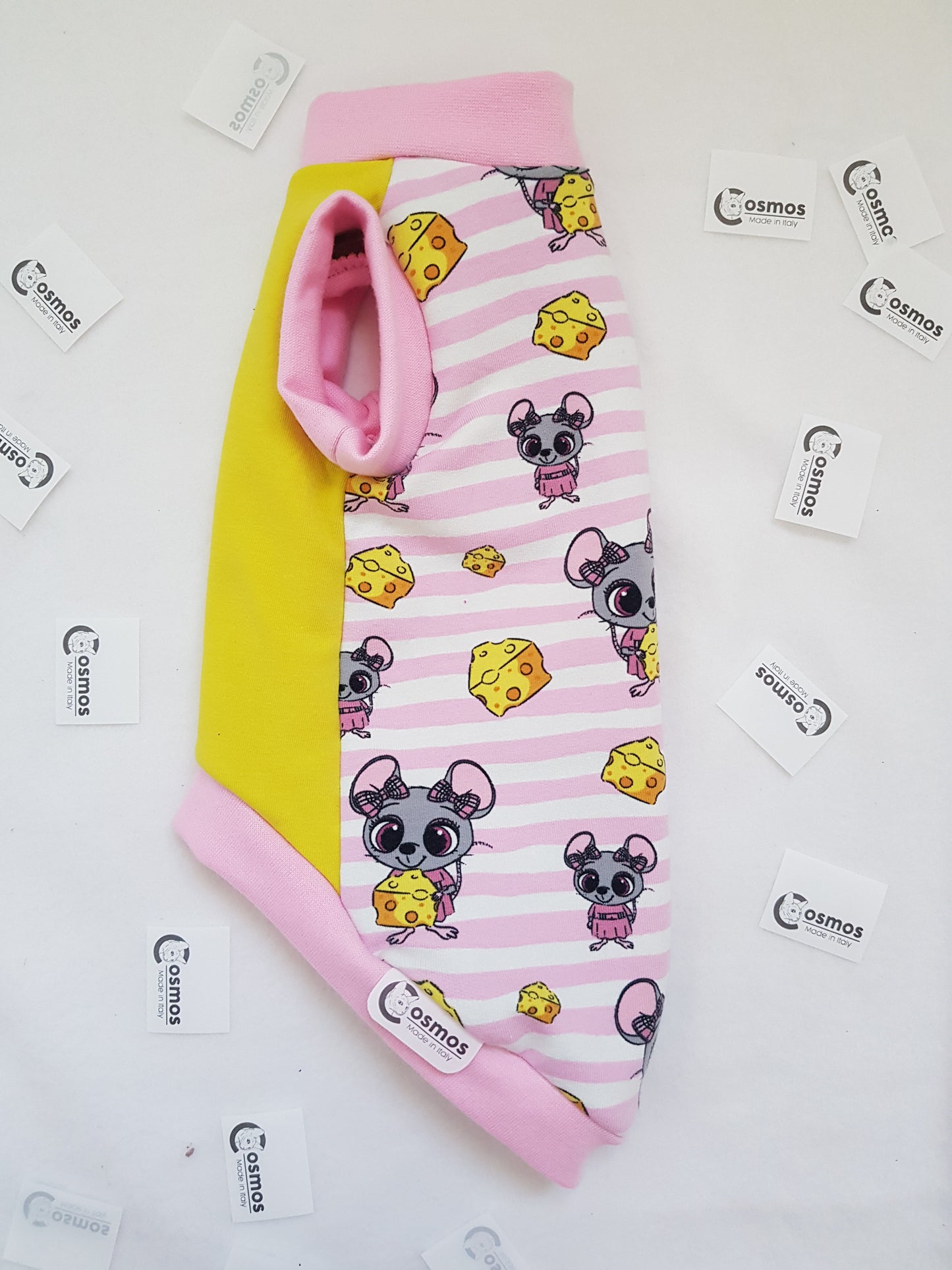 FELPINA TOPOLINO FORMAGGIO RIGHE ROSA (9)