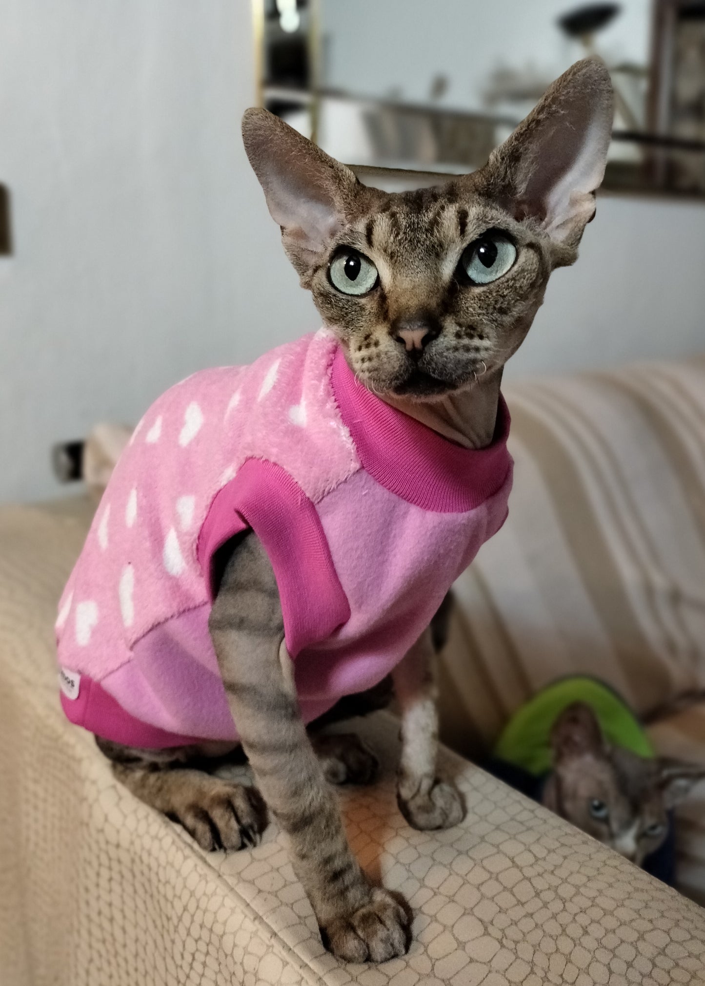 PILE CINIGLIATO LEGGERO CUORI BIANCHI SU FONDO ROSA (410)